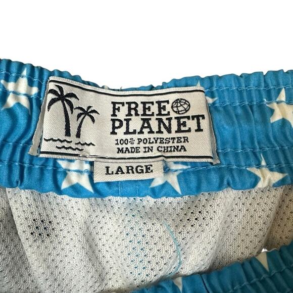 Free Planet Colorful Star and Rainbow Stripe Swim Trunks Size Large - Picture 3 of 5